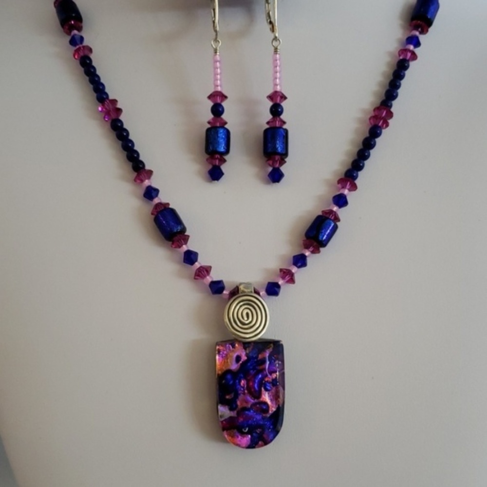 Blue & Pink Dichroic Glass Set